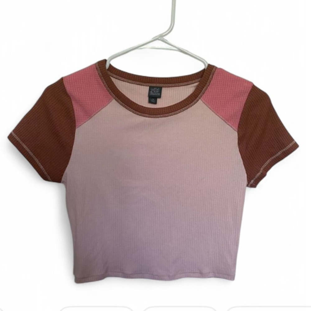Women’s Pink & Brown Wild Fable Colorblock Crop Top